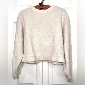 Zara Fuzzy boucle Cropped Sweater – Cream – Size Small